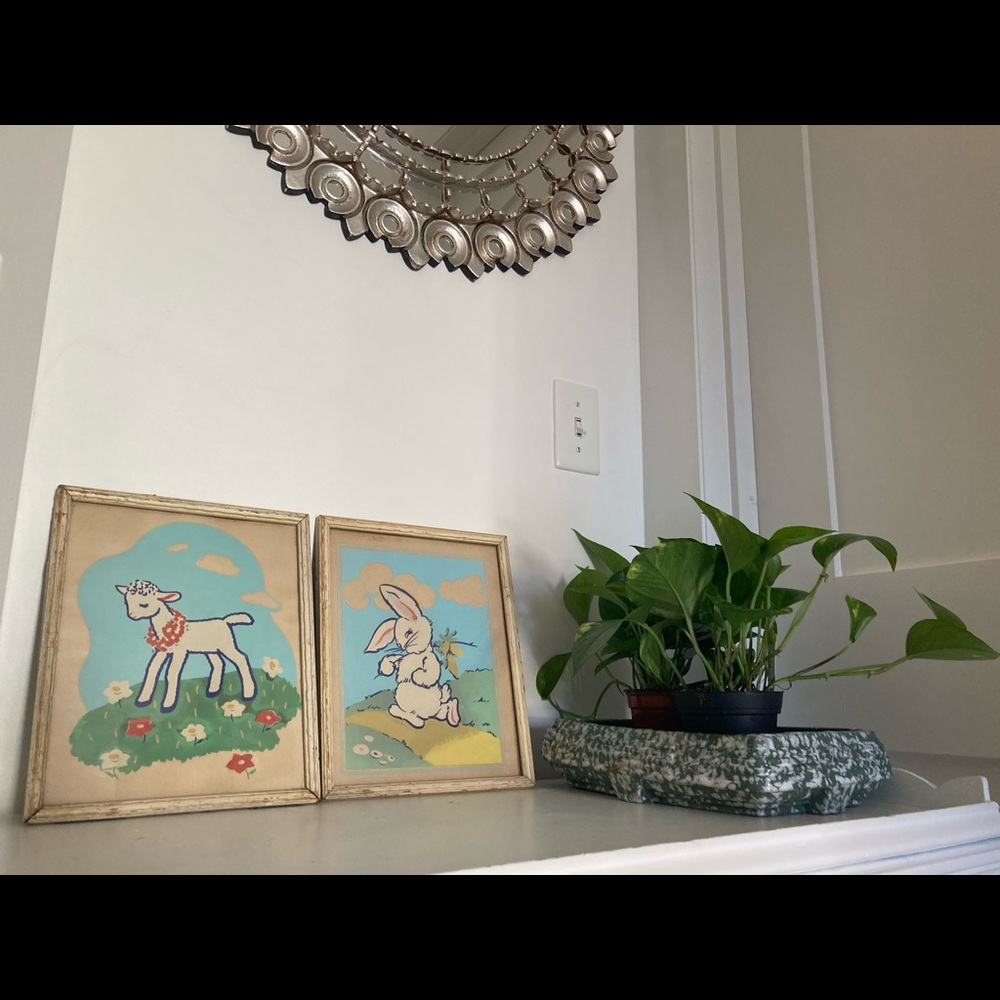 2 vintage shabby chic nursery prints